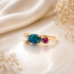 Elegant Statement Piece  Australian Black Opal Ring in 14k Gold