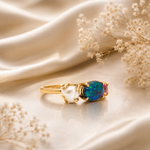 Elegant Statement Piece  Australian Black Opal Ring in 14k Gold