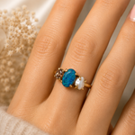Elegant Statement Piece  Australian Black Opal Ring in 14k Gold