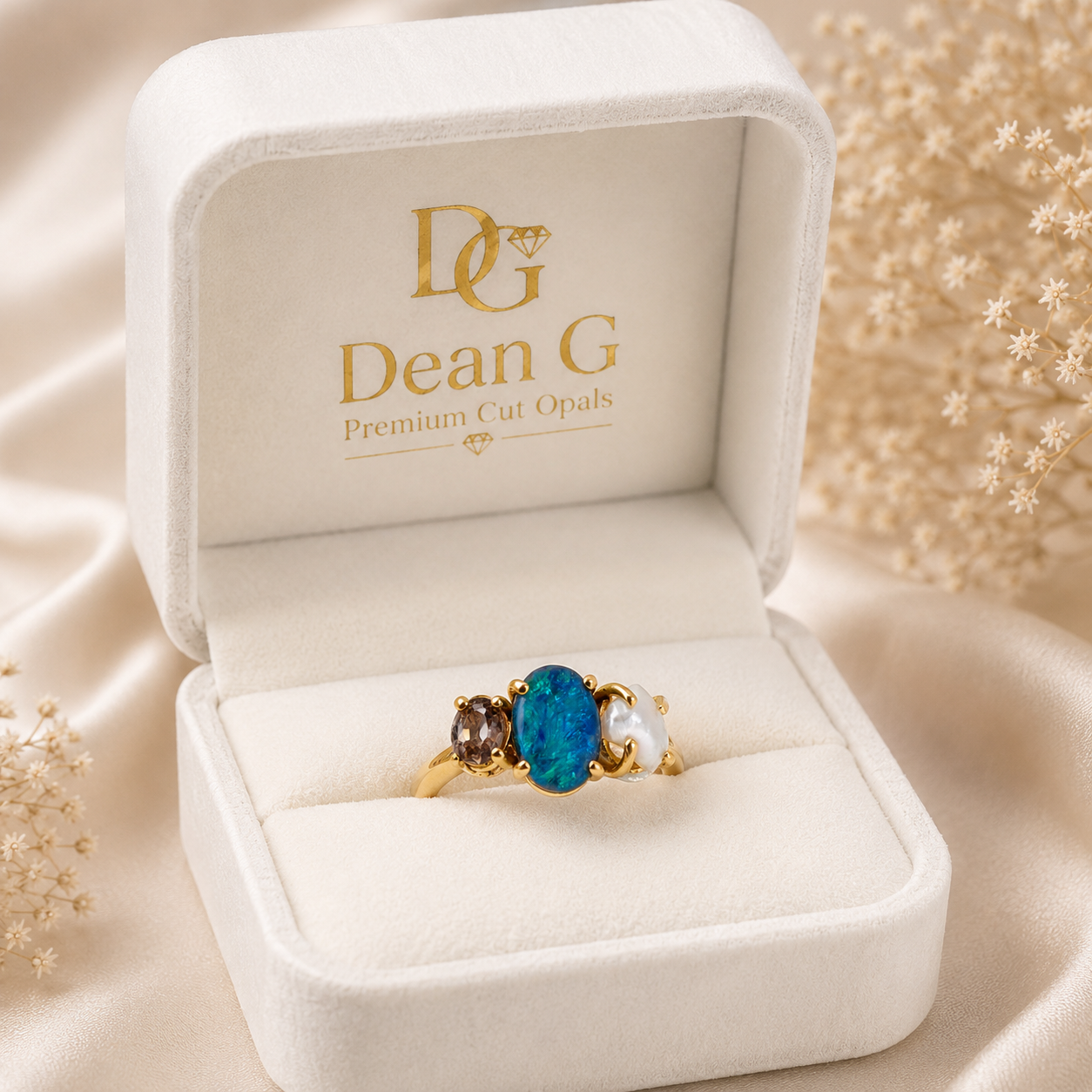 Elegant Statement Piece  Australian Black Opal Ring in 14k Gold
