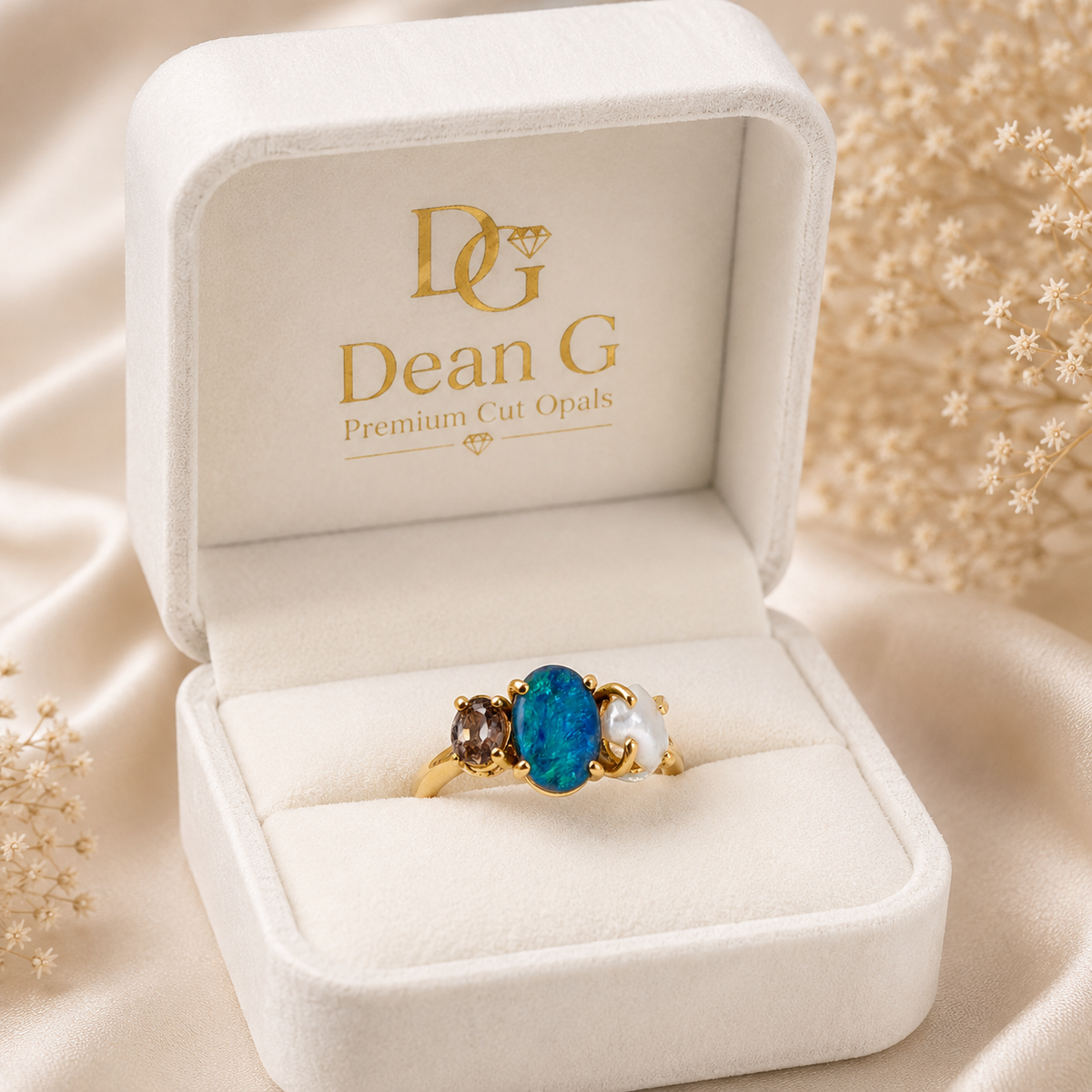 Elegant Statement Piece  Australian Black Opal Ring in 14k Gold