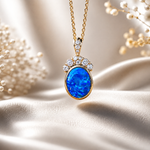 Breathtaking 18k gold  Australian Black Opal Natural Diamond Pendant