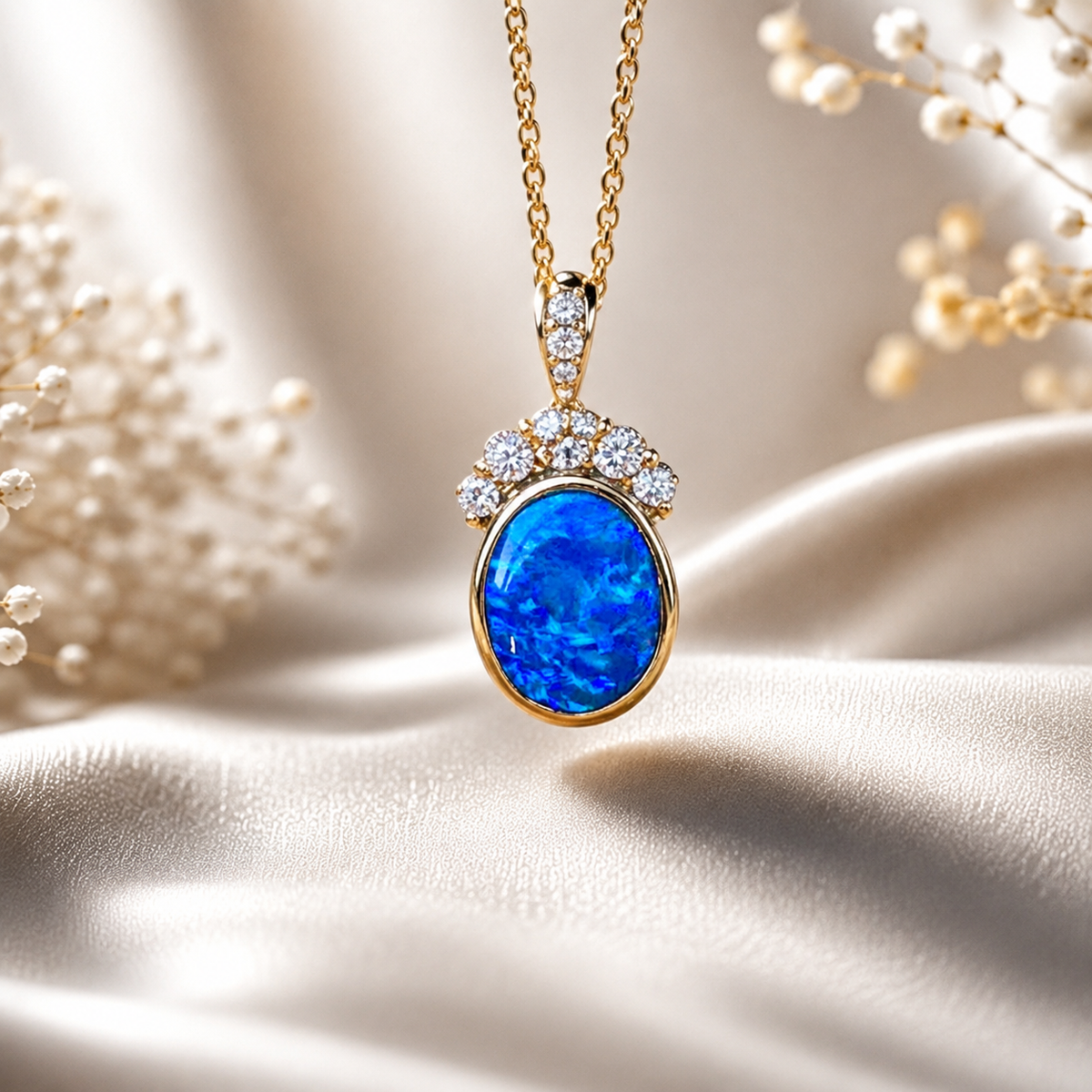 Breathtaking 18k gold  Australian Black Opal Natural Diamond Pendant