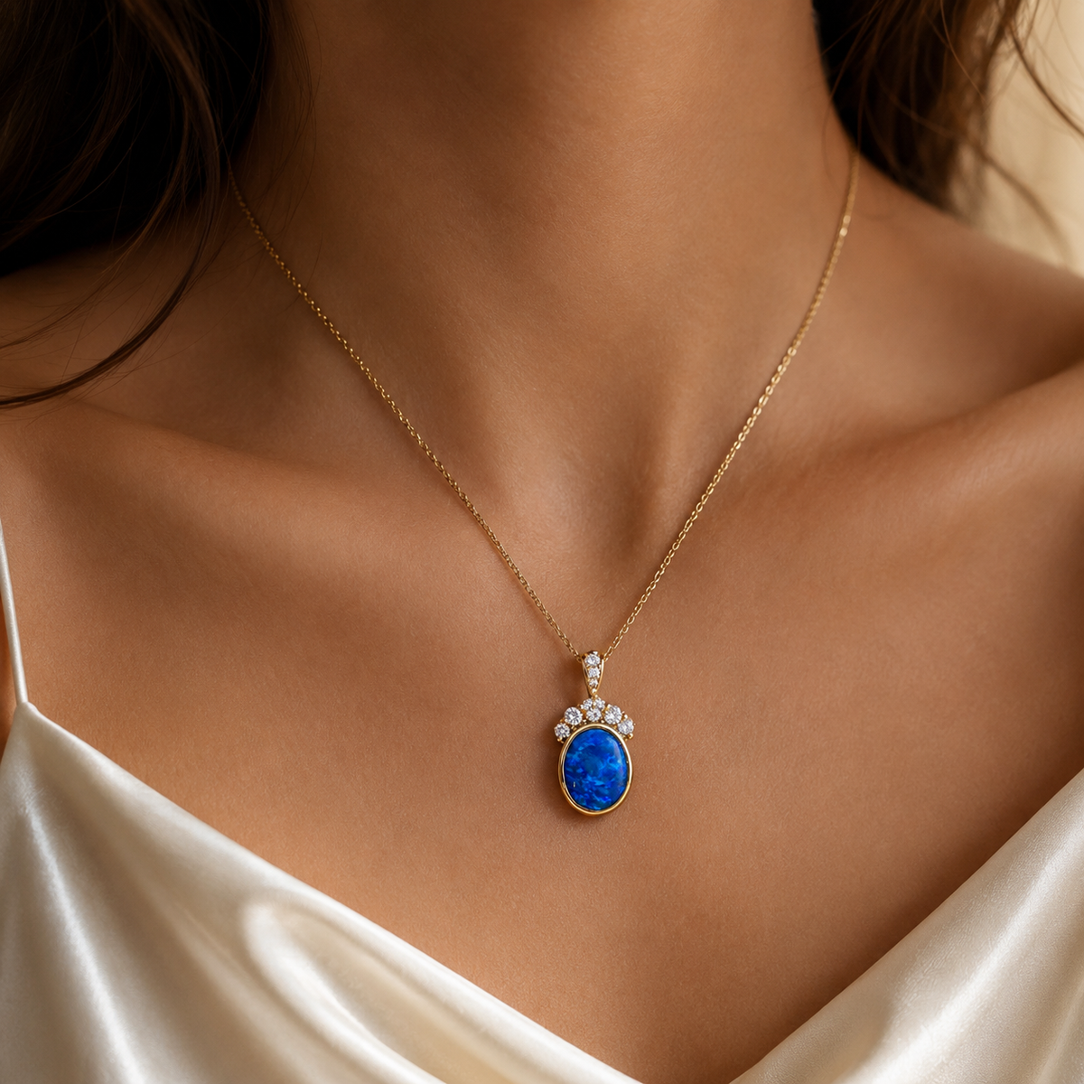 Breathtaking 18k gold  Australian Black Opal Natural Diamond Pendant