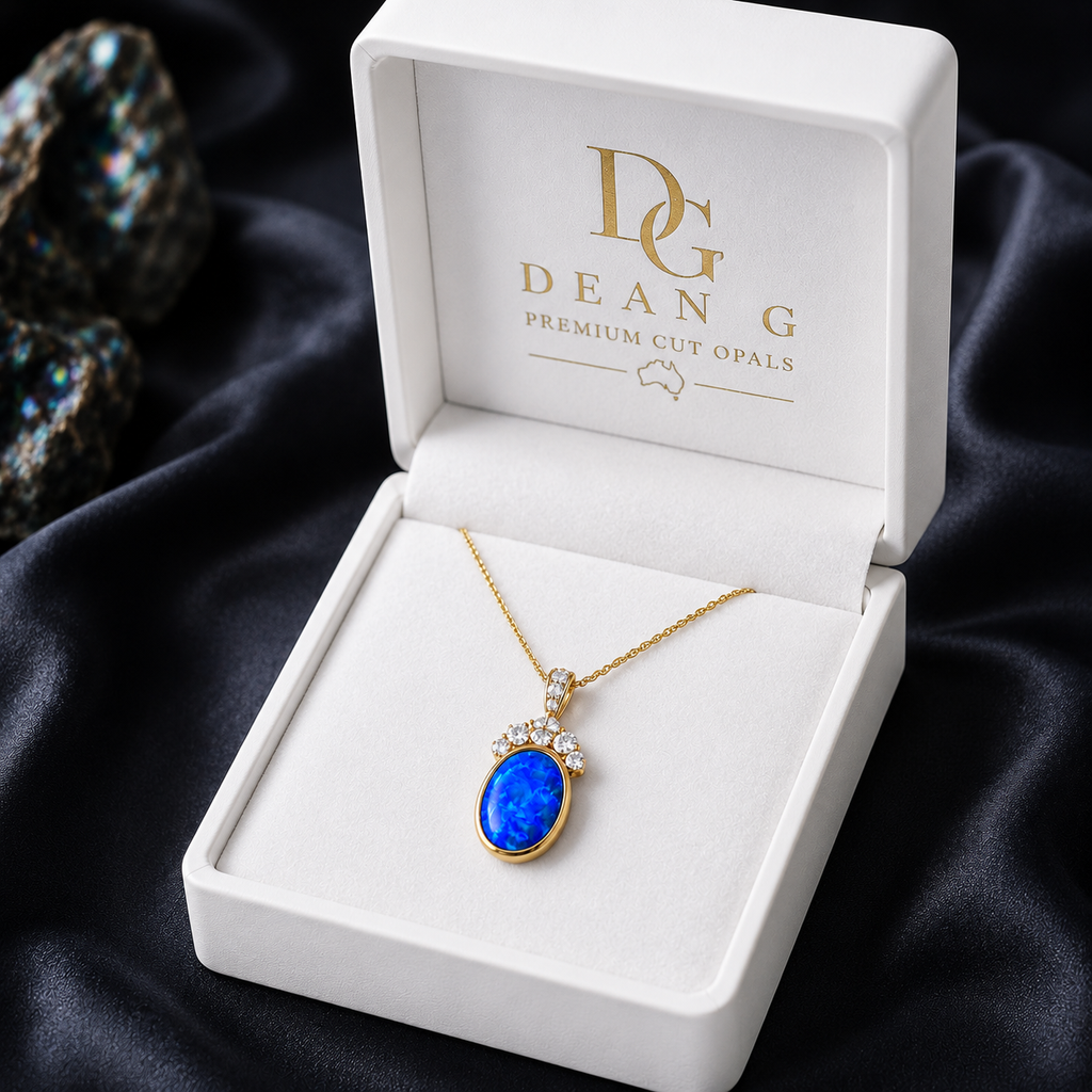 Breathtaking 18k gold  Australian Black Opal Natural Diamond Pendant