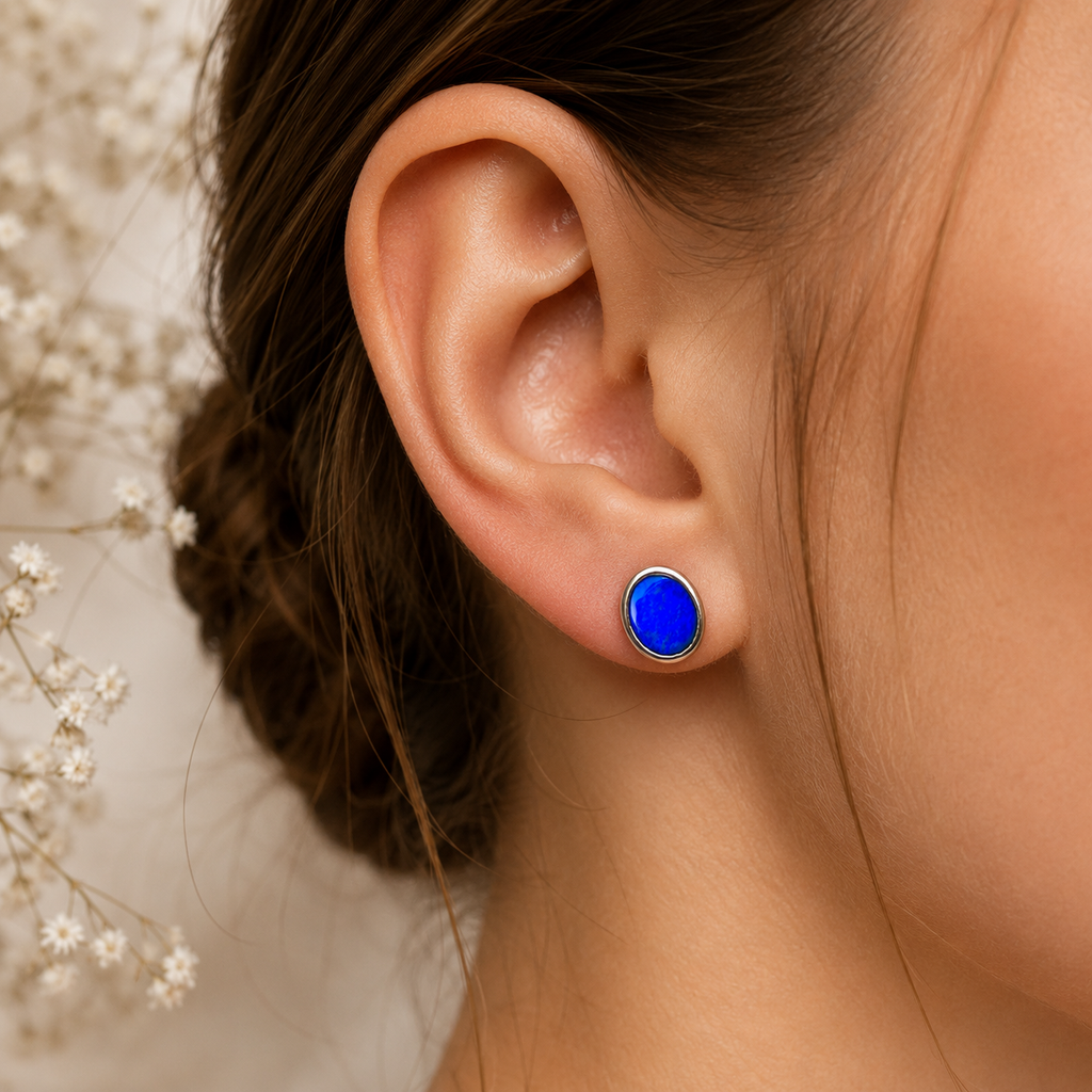 Handcrafted Lightning Ridge Opal Earrings in 9k Gold