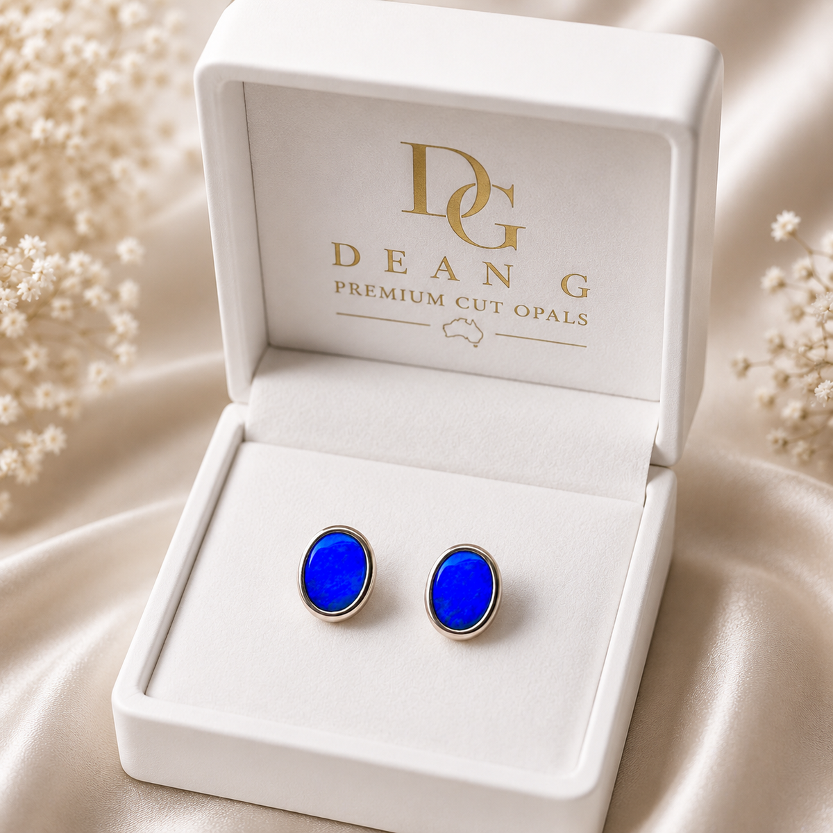 Handcrafted Lightning Ridge Opal Earrings in 9k Gold