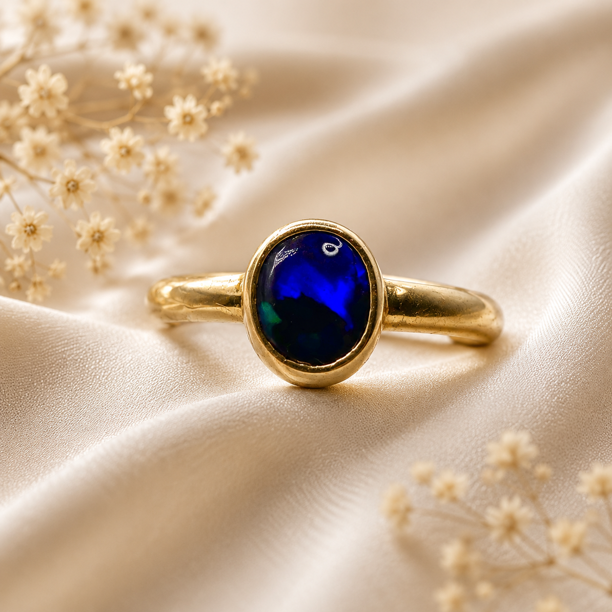 Genuine Australian Treasure in 9k Gold Lightning Ridge Opal Ring