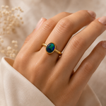Genuine Australian Treasure in 9k Gold Lightning Ridge Opal Ring