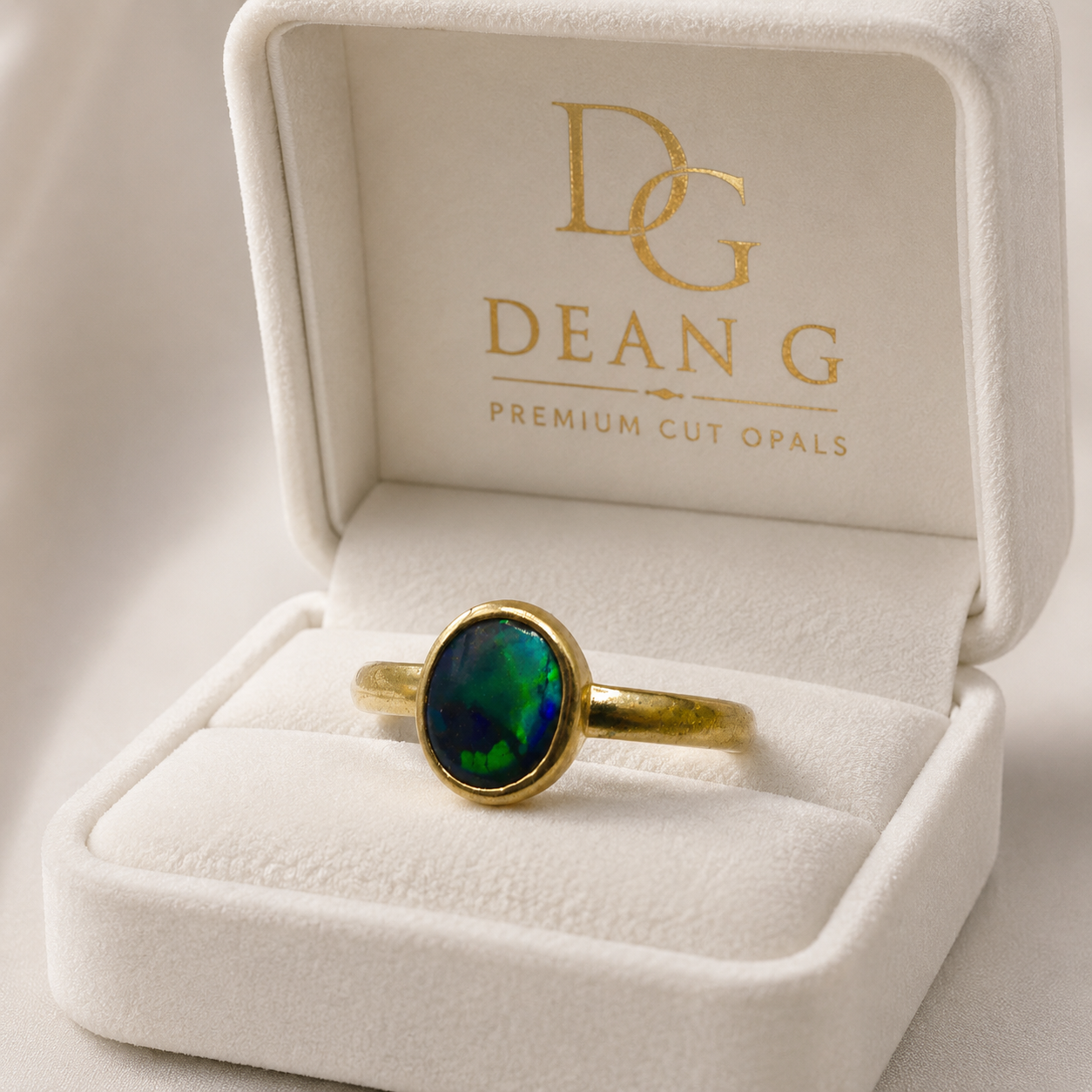 Genuine Australian Treasure in 9k Gold Lightning Ridge Opal Ring