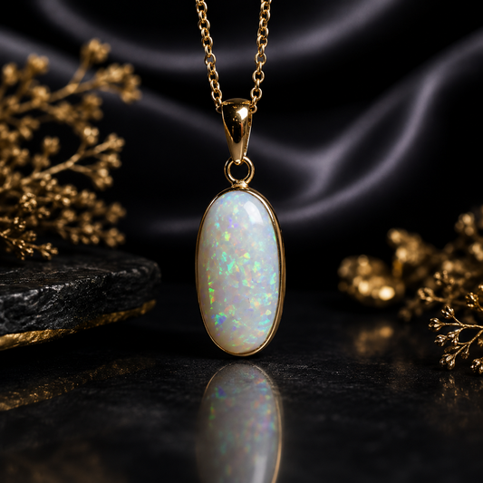 Gorgeous Australian Opal Pendant in 9k Gold Setting