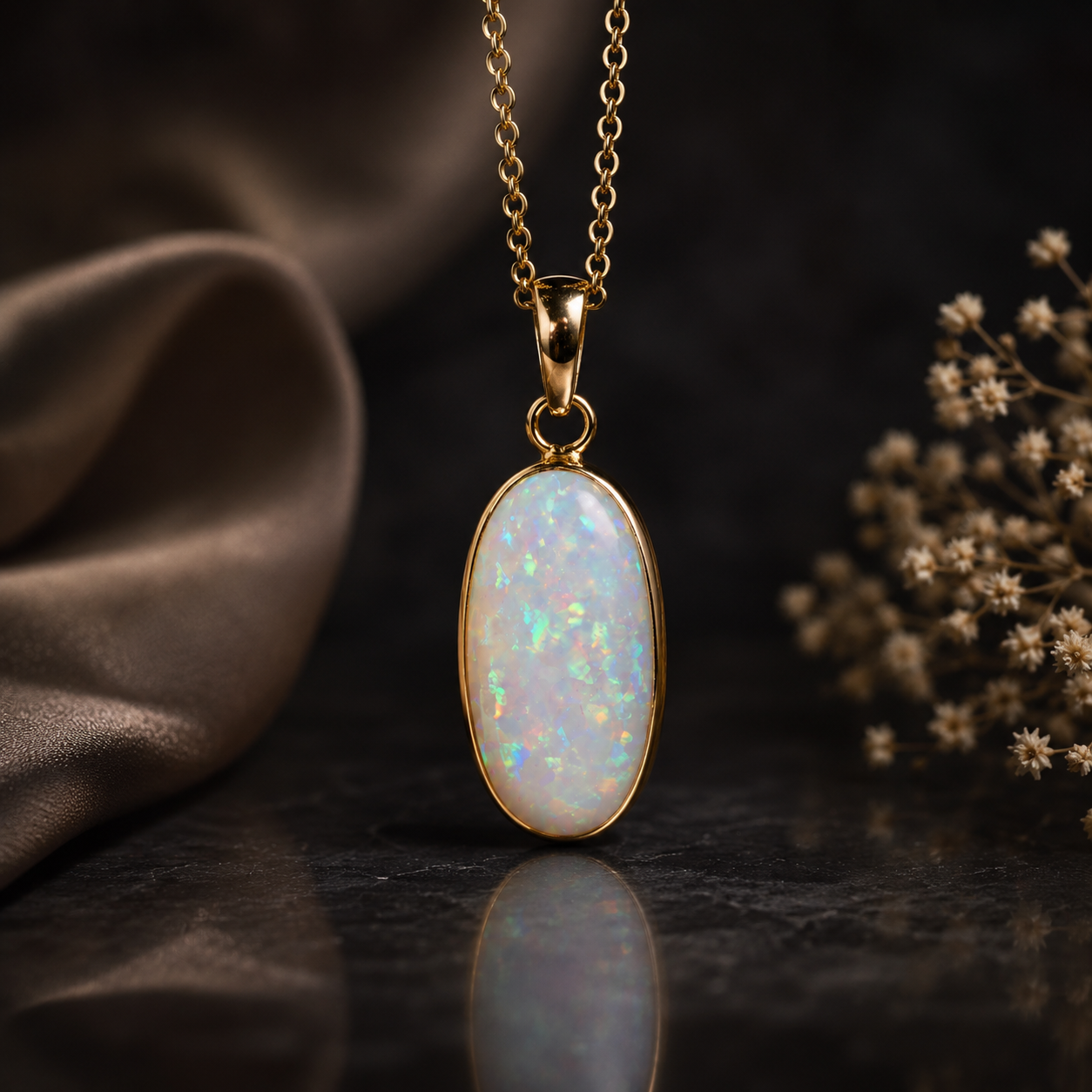 Gorgeous Australian Opal Pendant in 9k Gold Setting