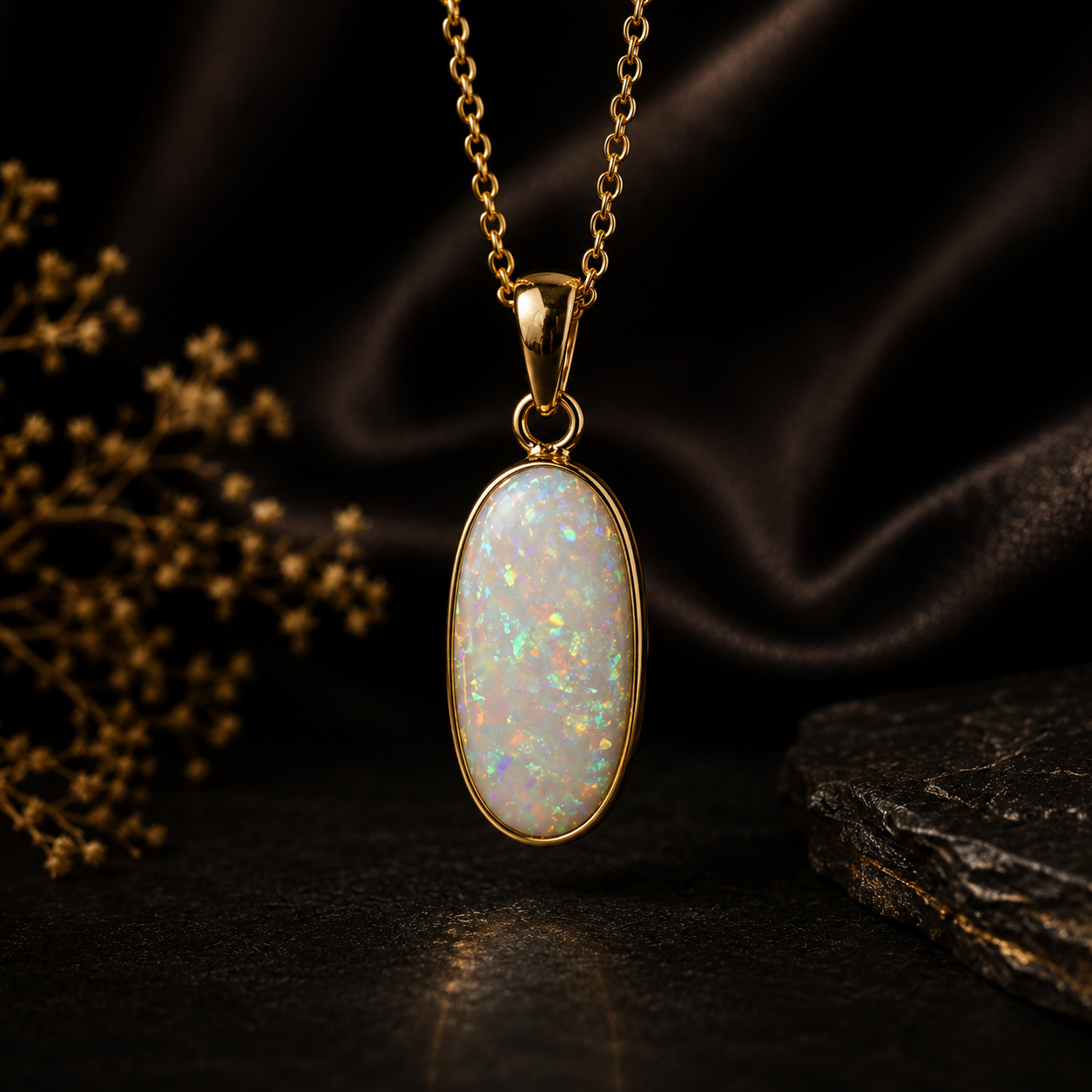 Gorgeous Australian Opal Pendant in 9k Gold Setting