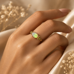 Beautiful 10K Gold Australian Crystal Opal Ring with Natural Sapphire Accents