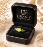 Beautiful 10K Gold Australian Crystal Opal Ring with Natural Sapphire Accents