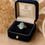 Stunning 10K Gold Australian Crystal Opal & Sapphire Ring