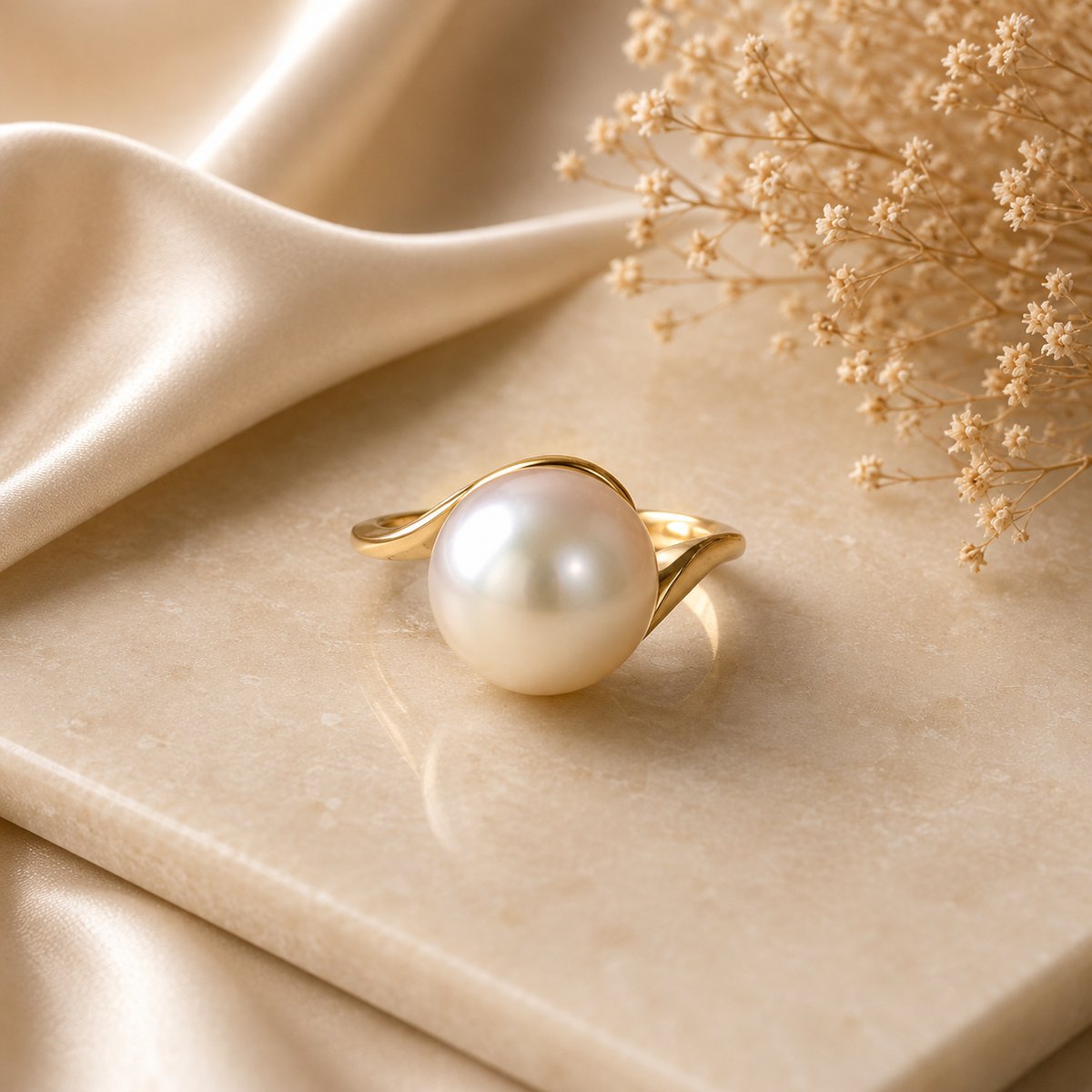 Elegant South Sea Pearl 14k Gold Ring