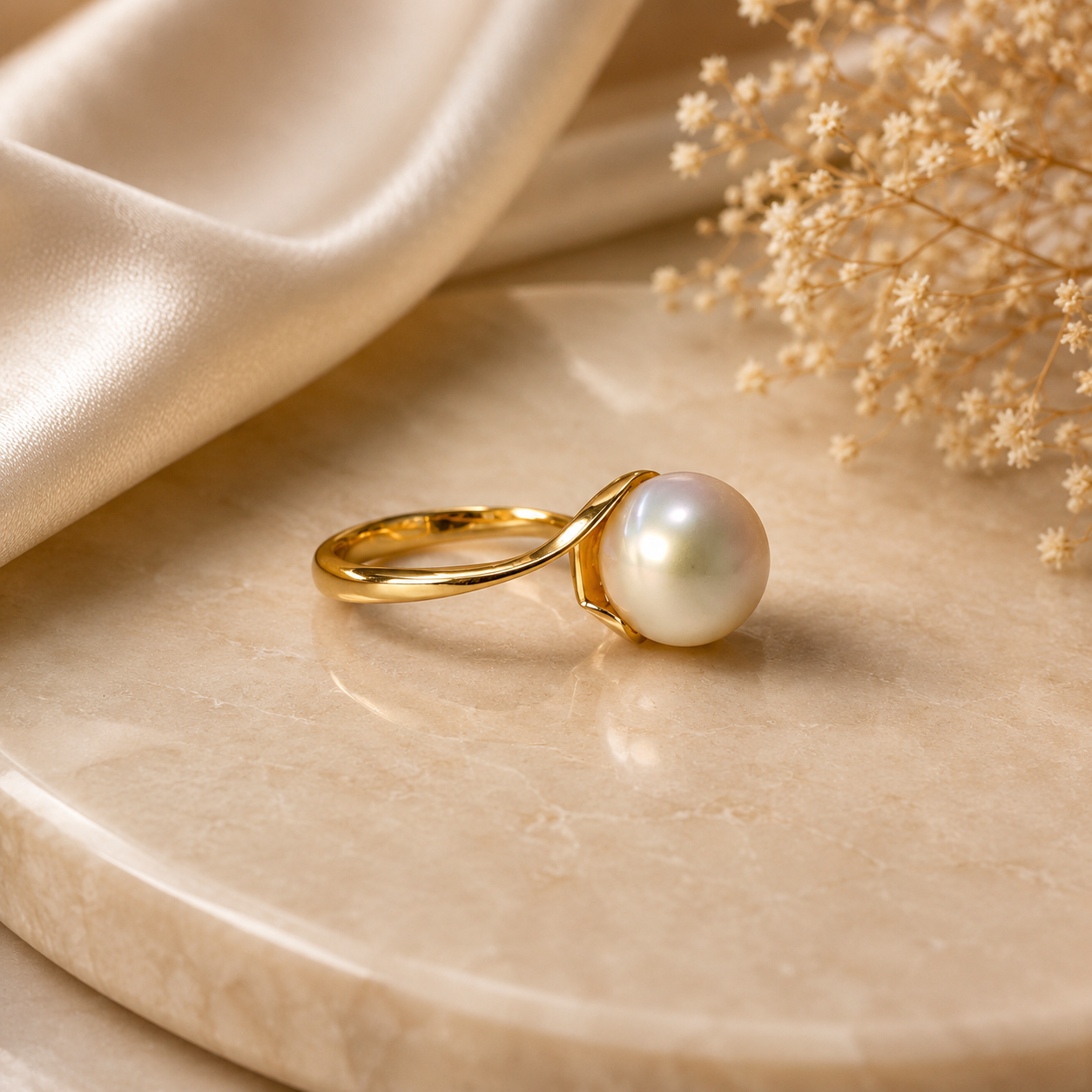 Elegant South Sea Pearl 14k Gold Ring