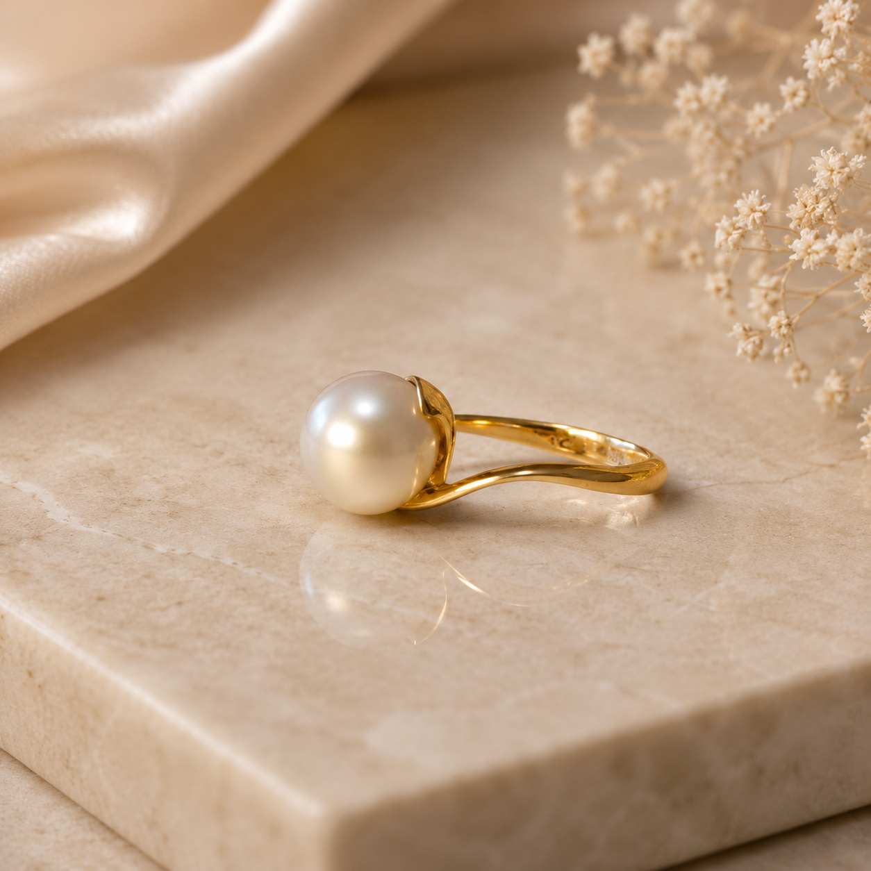 Elegant South Sea Pearl 14k Gold Ring