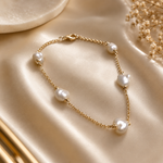 Elegant Keshi Pearl 9k Gold Bracelet