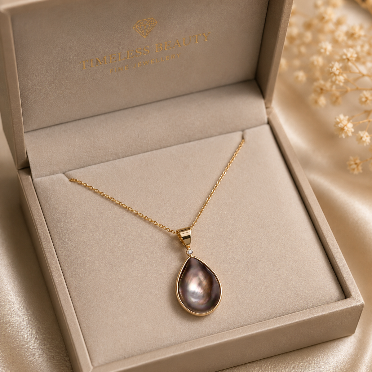 Stunning Australian Abrolhos Island South Sea Mabe Black Pearl 9k Gold Pendant