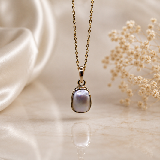 Stunning Keshi Pearl 9k Gold Pendant