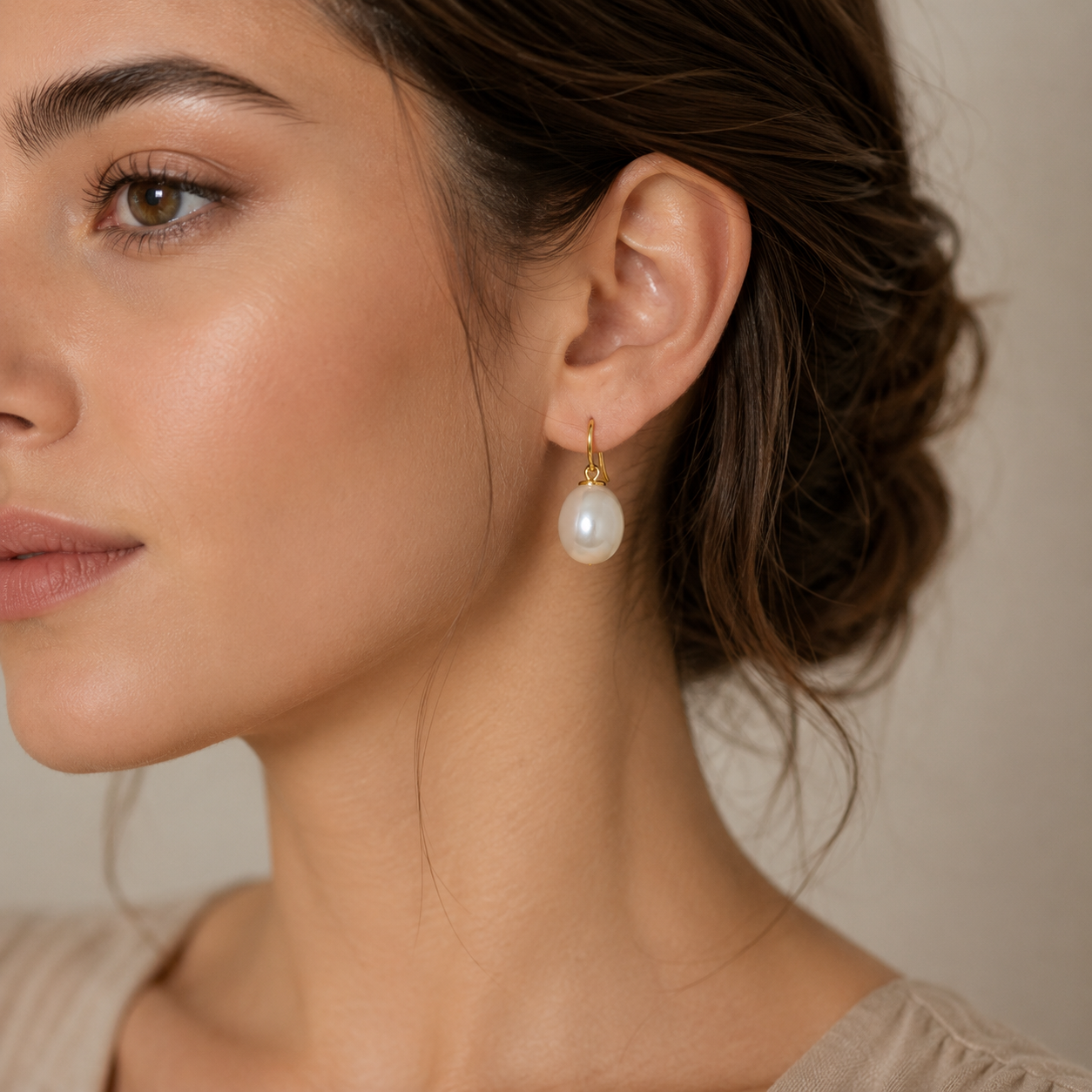 Elegant 9k Gold Shepard Hook South Sea  Pearl  Earrings