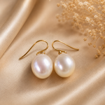 Elegant 9k Gold Shepard Hook South Sea  Pearl  Earrings