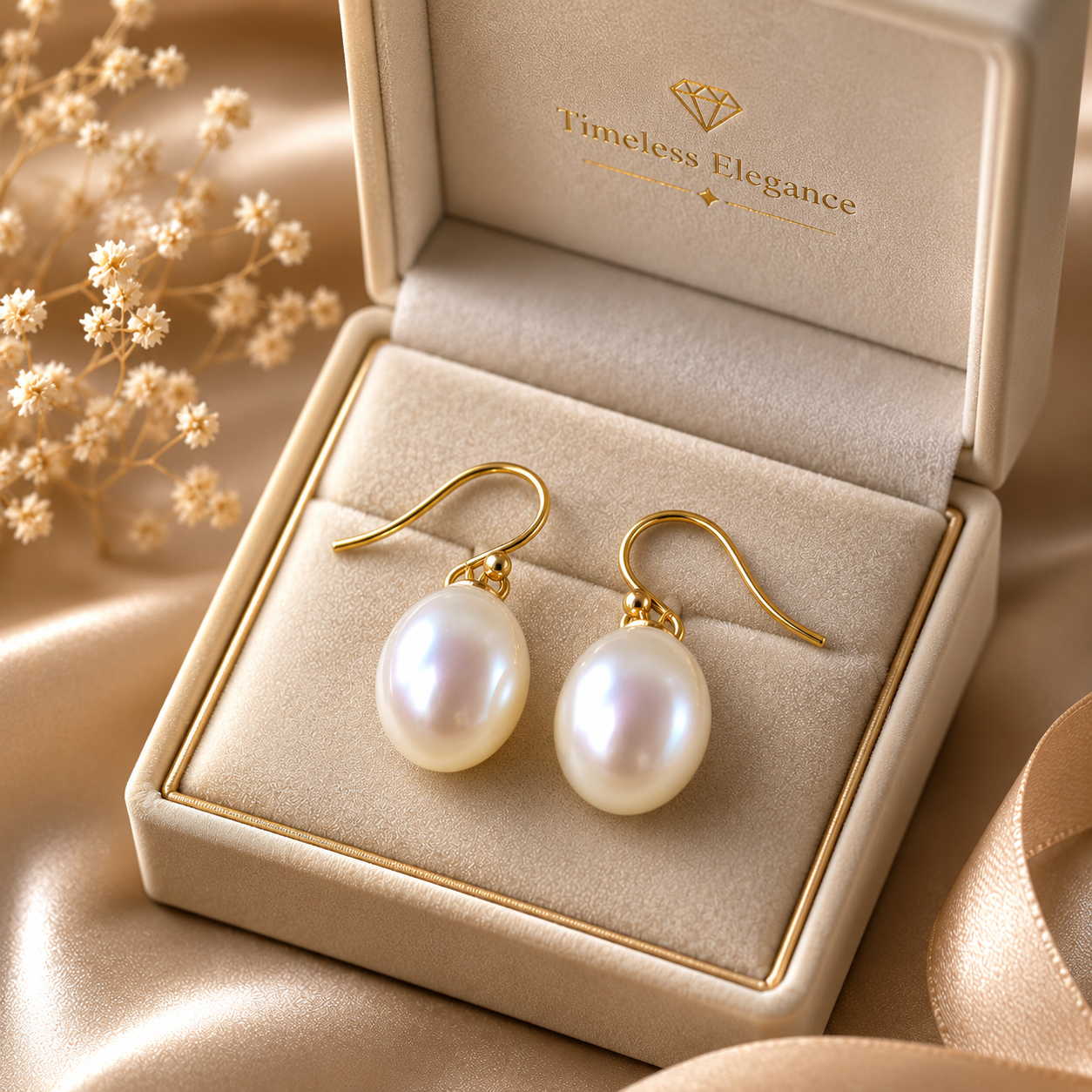 Elegant 9k Gold Shepard Hook South Sea  Pearl  Earrings