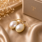 Elegant 9k Gold Shepard Hook South Sea  Pearl  Earrings