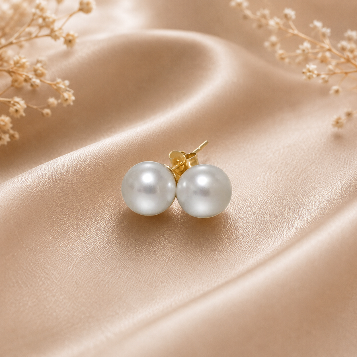 Beautiful South Sea Pearl 9k Gold Stud Earrings