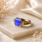 Striking 14K Gold Australian Black Opal Ring