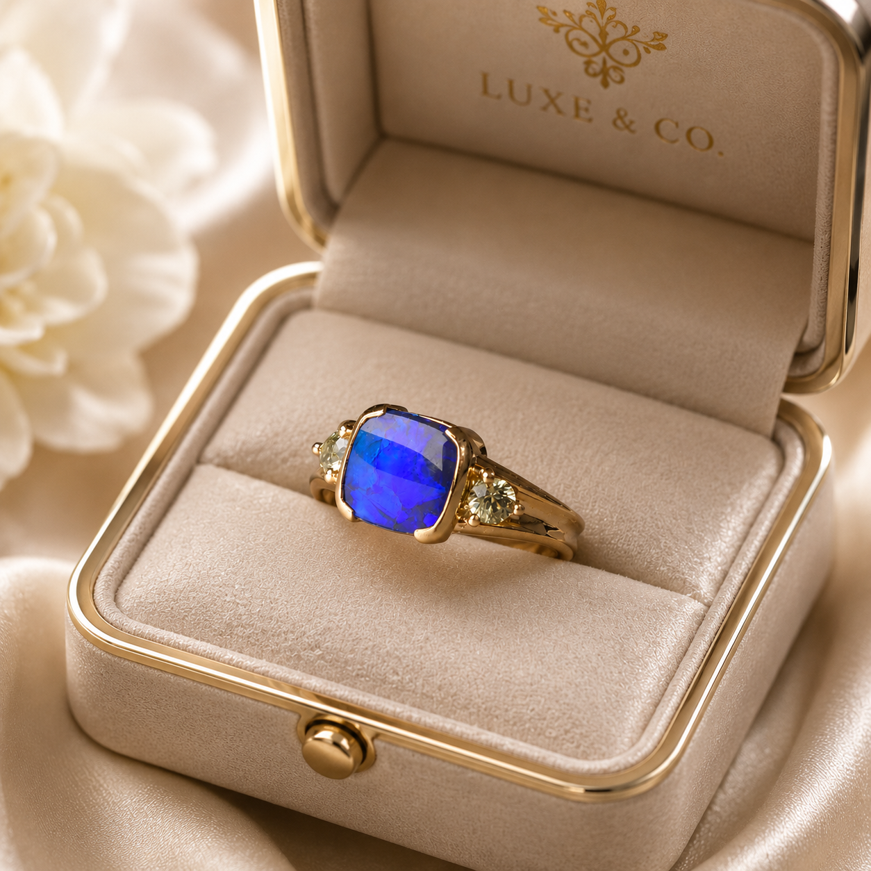 Striking 14K Gold Australian Black Opal Ring