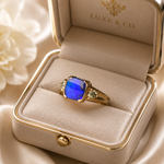 Striking 14K Gold Australian Black Opal Ring