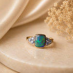 Stunning 14k Gold Australian Black Opal Ring