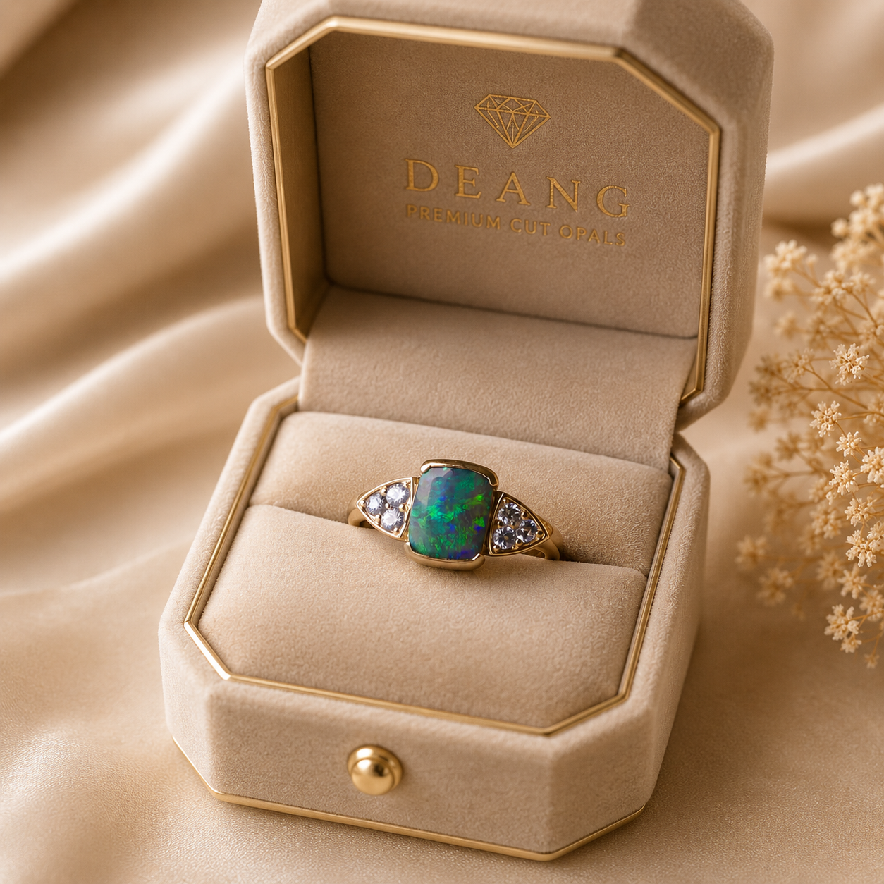 Stunning 14k Gold Australian Black Opal Ring