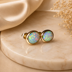 14k Gold Australian Opal Earrings