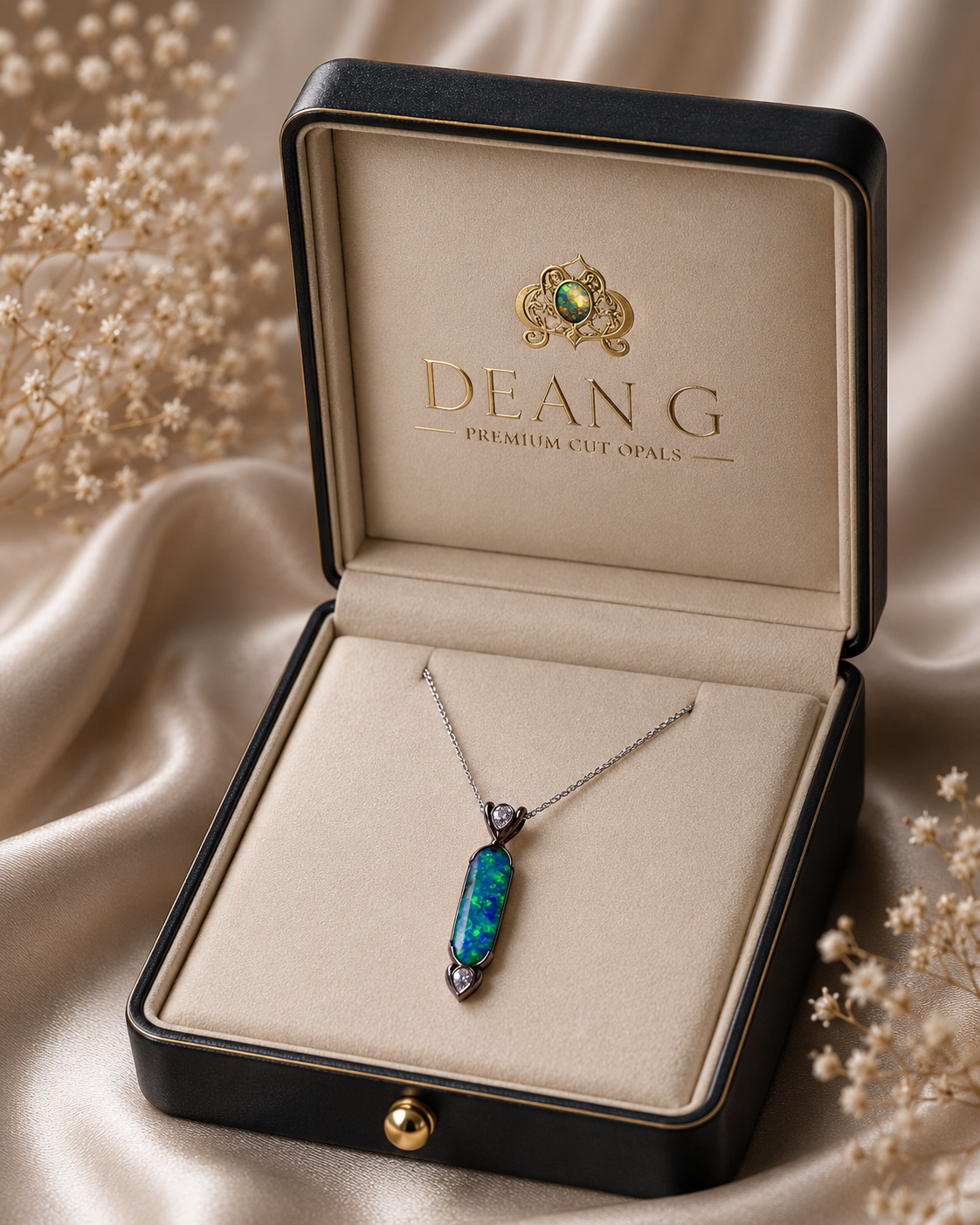Stunning 18k White Gold Australian Boulder Opal Pendant