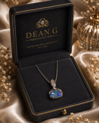 Stunning Rare Australian Boulder Opal 18k White Gold And Diamond Pendant