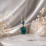 Stunning 18k White Gold Australian Black Opal Pendant