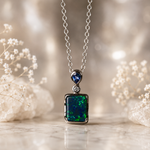 Stunning 18k White Gold Australian Black Opal Pendant