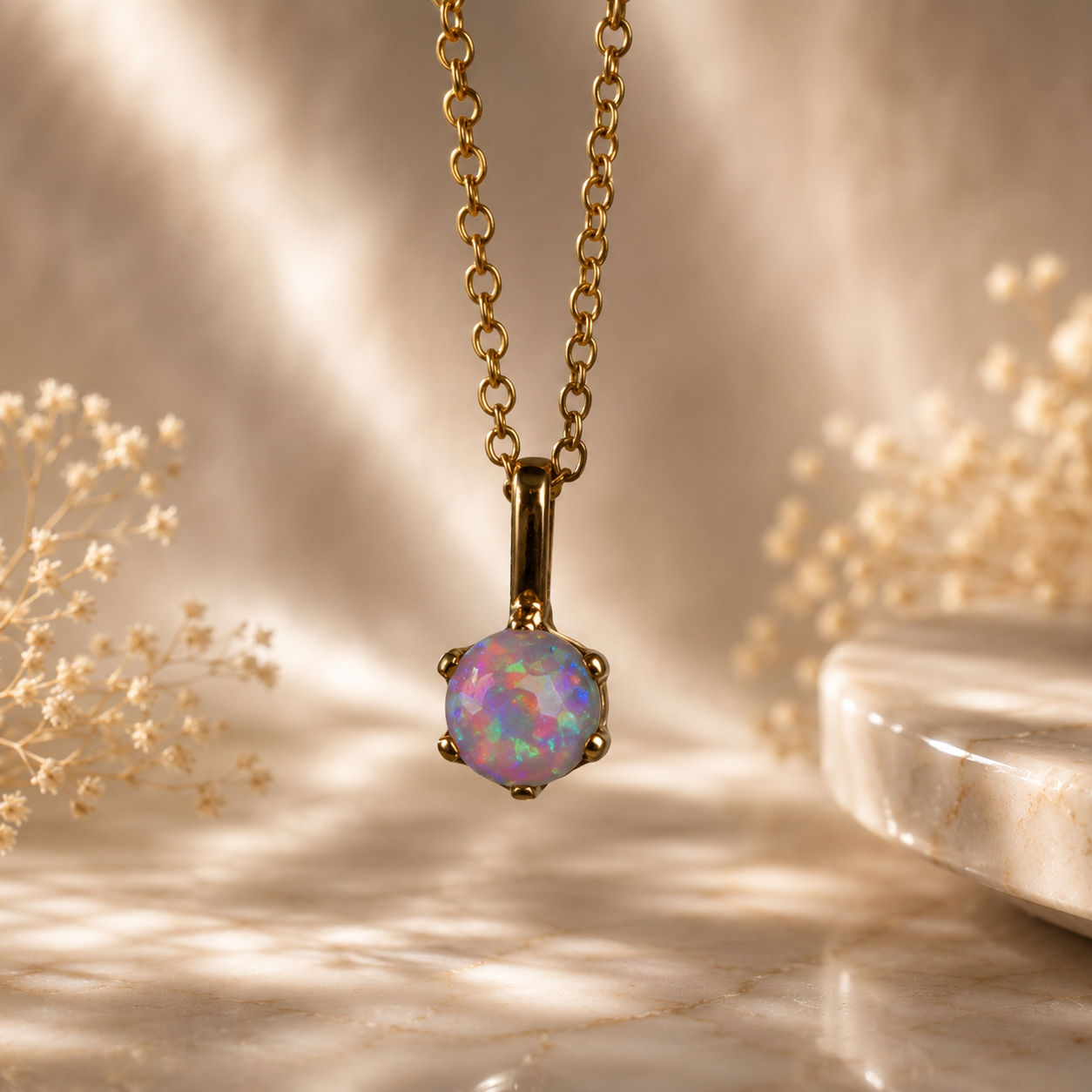 Stunning 18k Gold Lightning Ridge Australian Opal Pendant