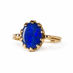 Beautiful 10k Gold Australian Blue-on-Black Opal Ring