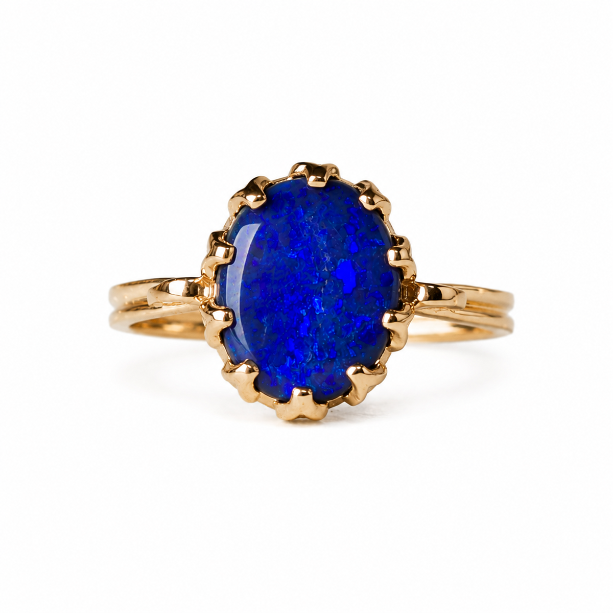 Beautiful 10k Gold Australian Blue-on-Black Opal Ring