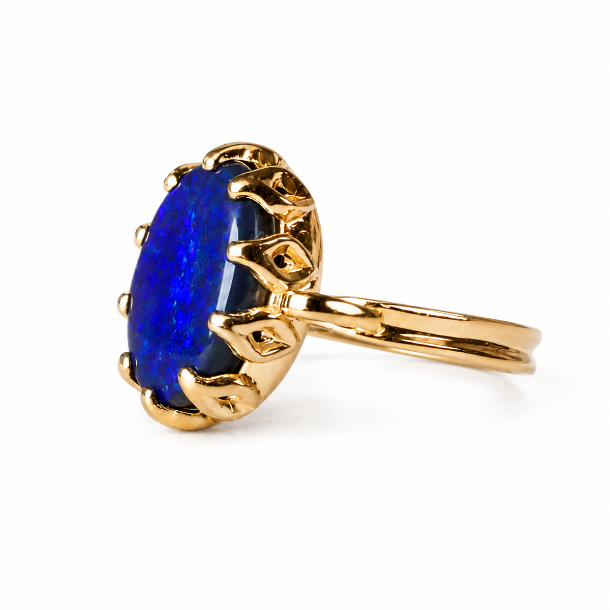 Beautiful 10k Gold Australian Blue-on-Black Opal Ring
