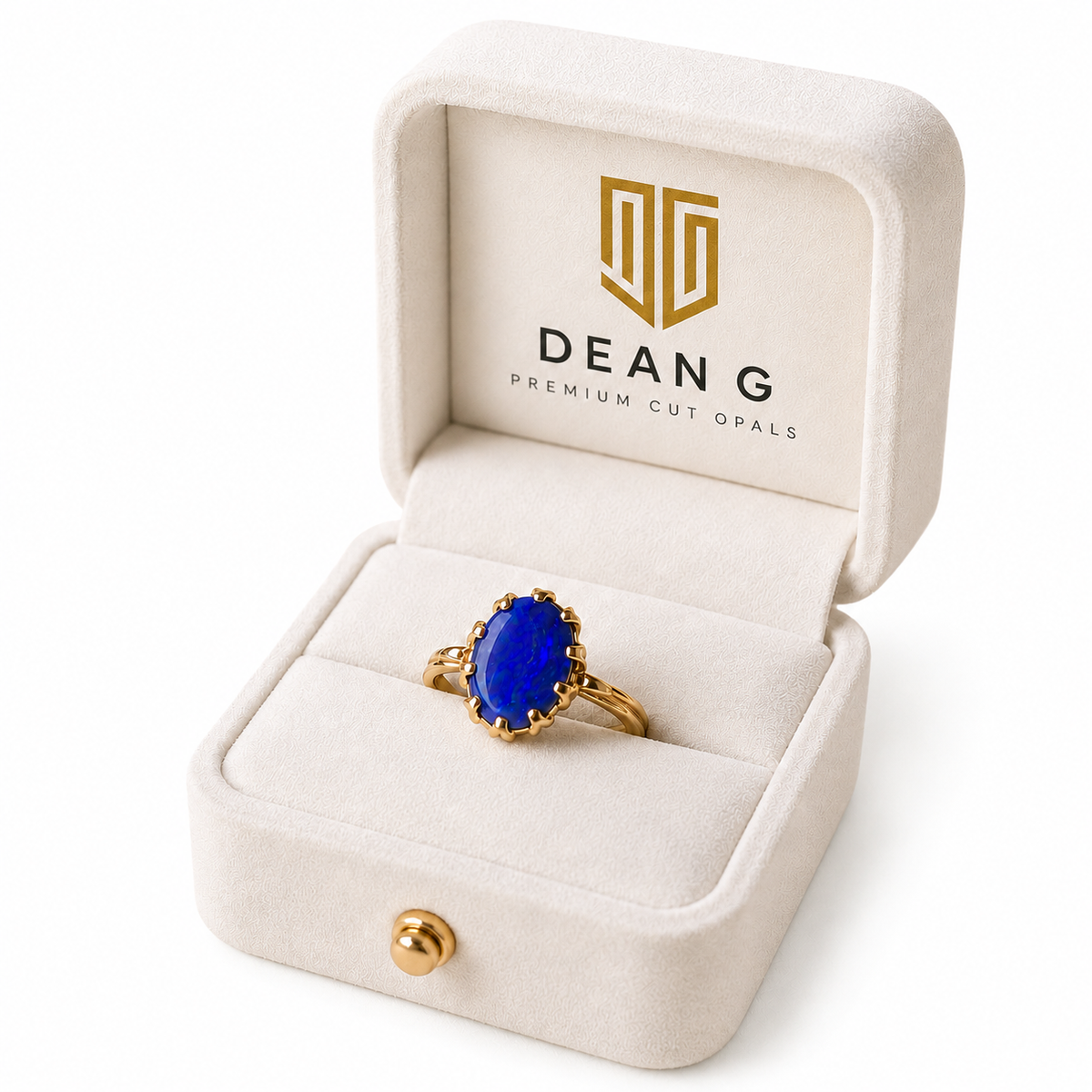 Beautiful 10k Gold Australian Blue-on-Black Opal Ring
