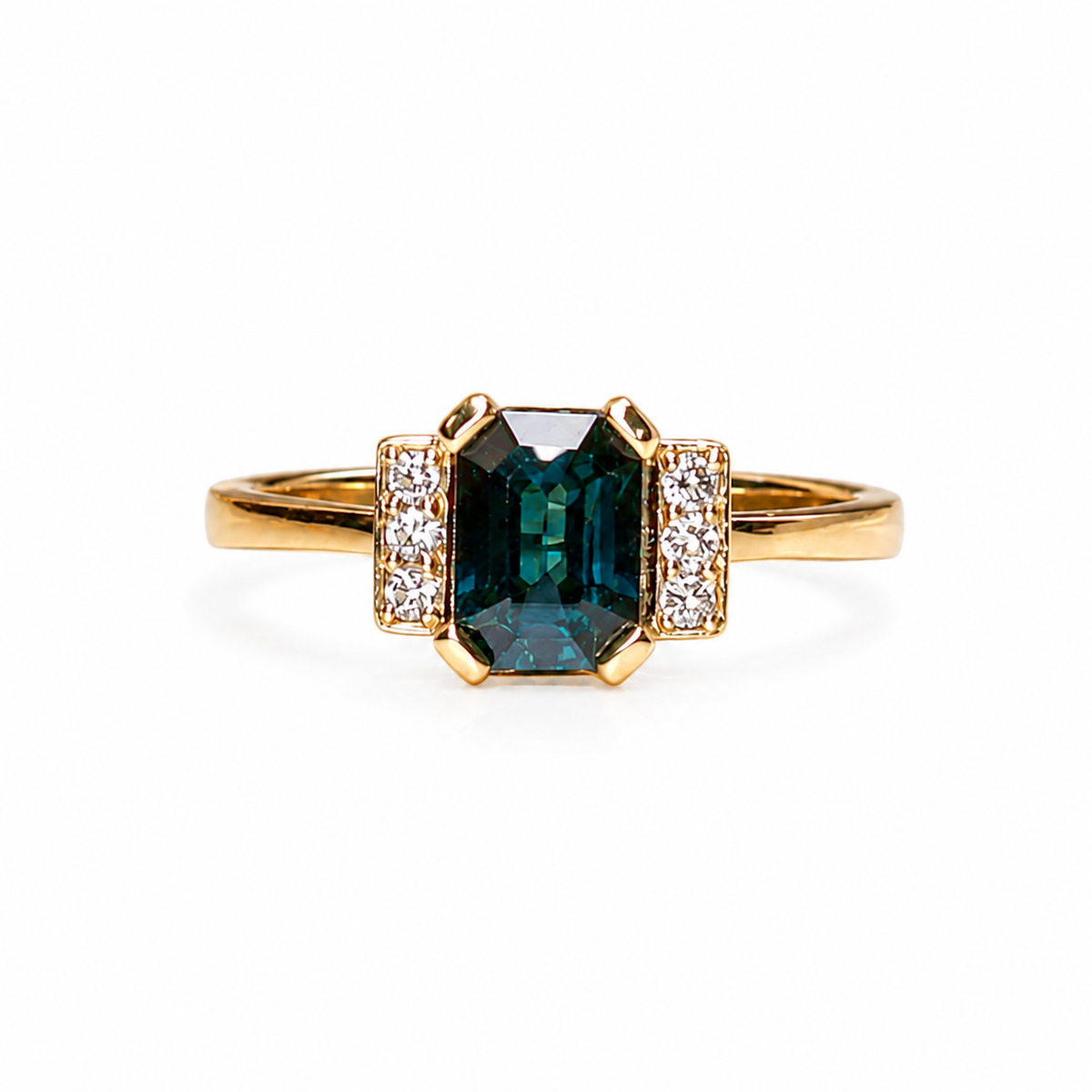 Elegant 10k Gold Australian Sapphire & Diamond Ring