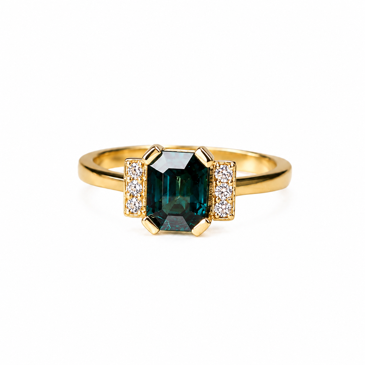 Elegant 10k Gold Australian Sapphire & Diamond Ring