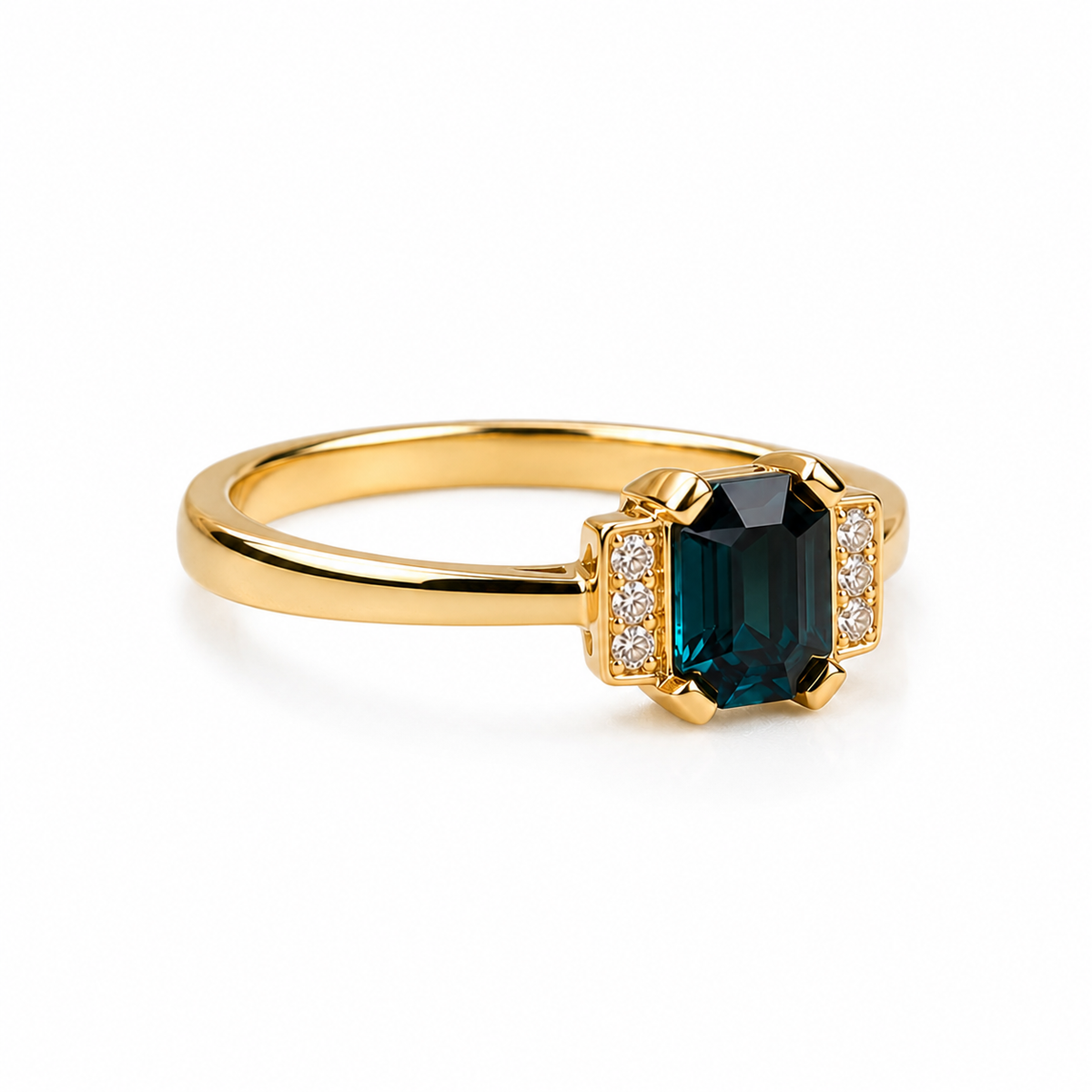Elegant 10k Gold Australian Sapphire & Diamond Ring