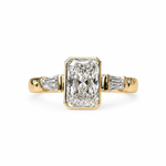 14K Gold 1.51ct Radiant-Cut Diamond Ring with Baguette Side Stones